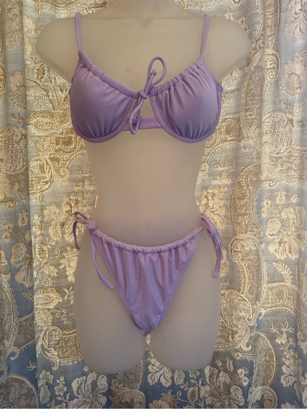 Lavender Tie-Front Bikini Set - Women Swim